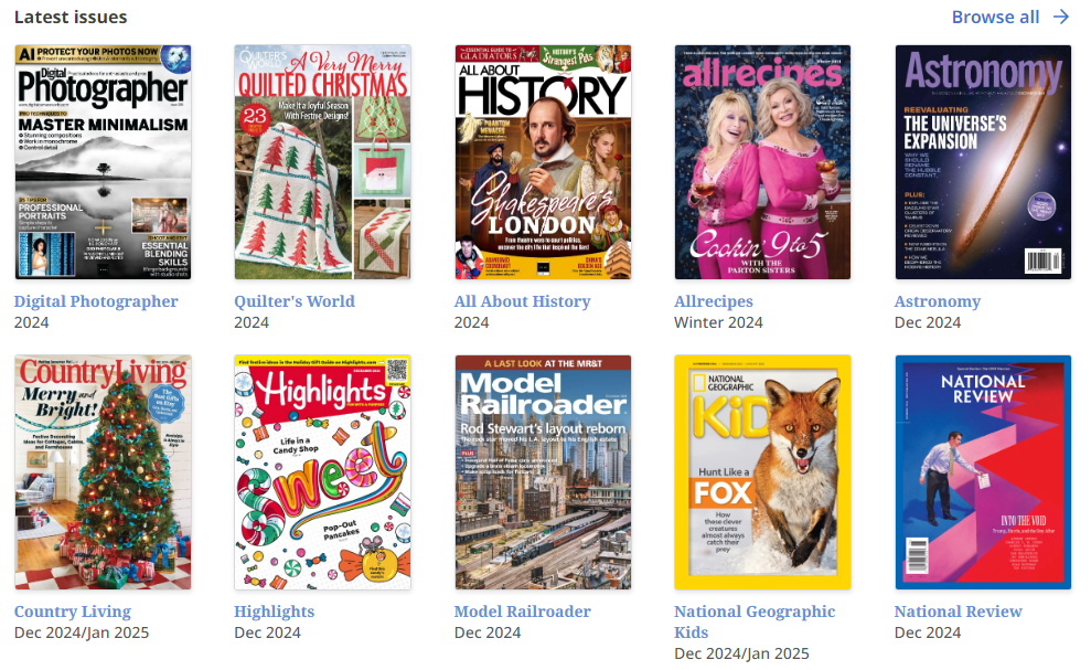 Popular Magazines available from Flipster