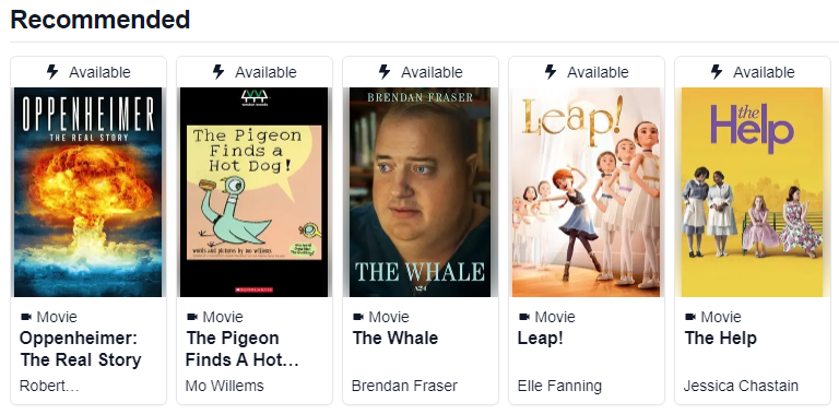 Movies available from Hoopla