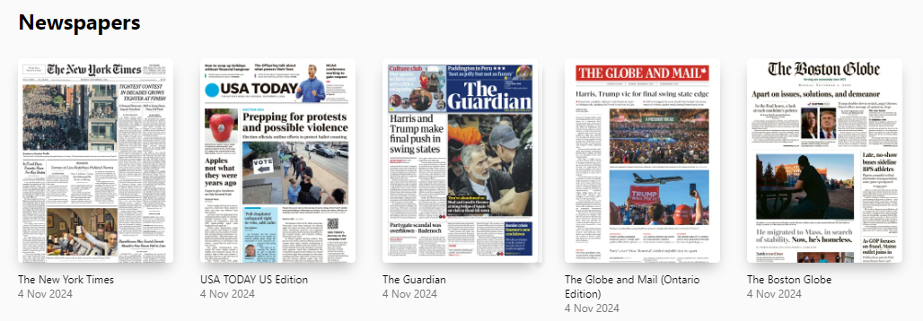 Newspapers available from Pressreader