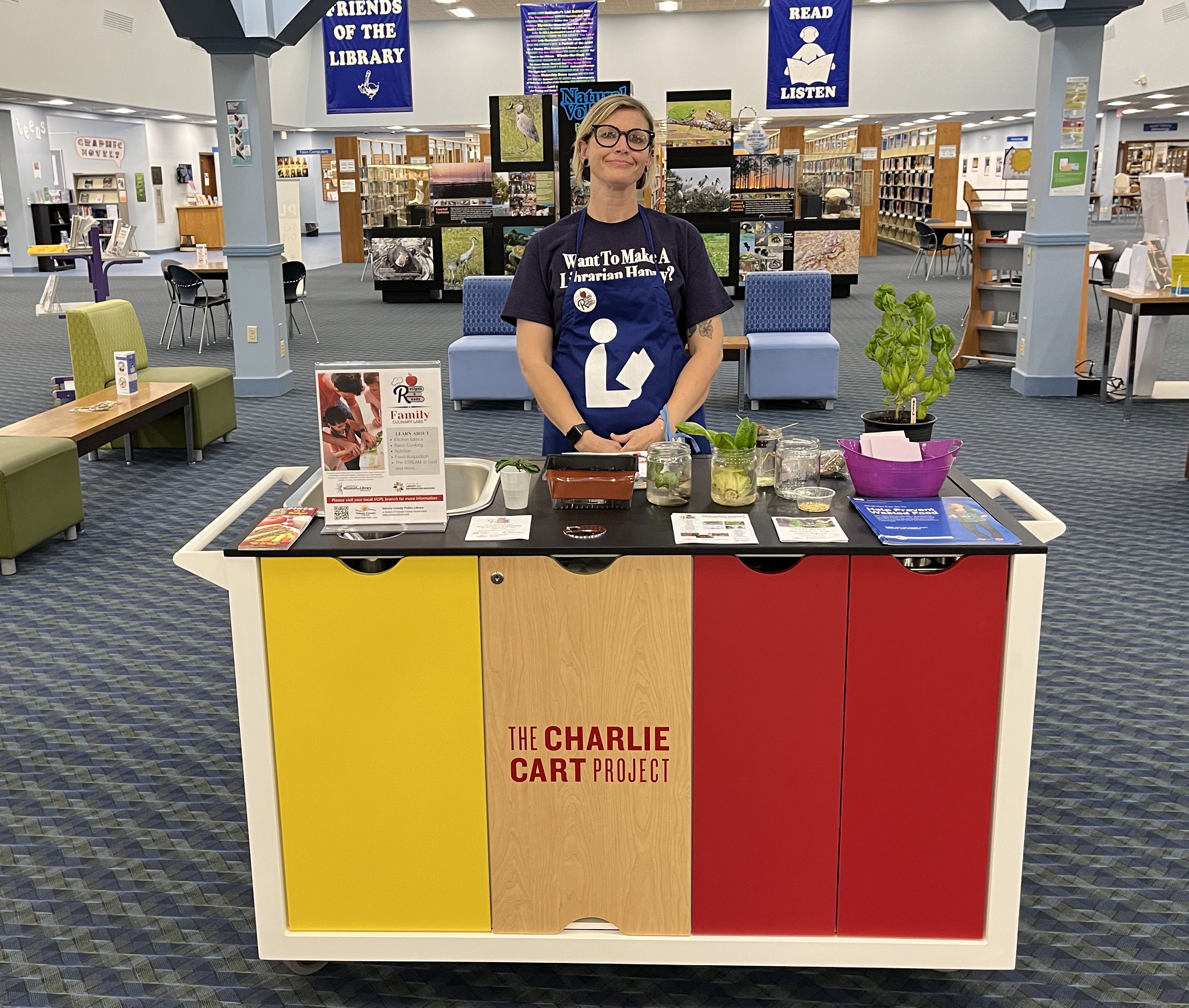 Librarian at Charlie Culinary cart