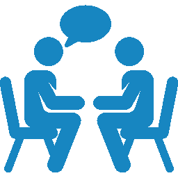 Blue patient and doctor icon